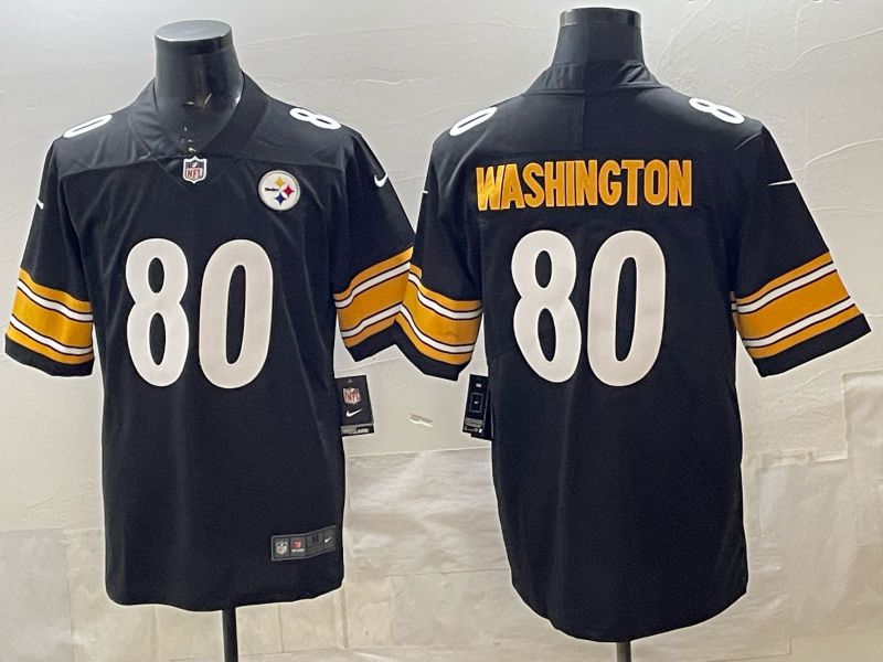 Men 2026 Pittsburgh Steelers #80 Washington Black Nike Limited NFL Jersey 01->pittsburgh steelers->NFL Jersey